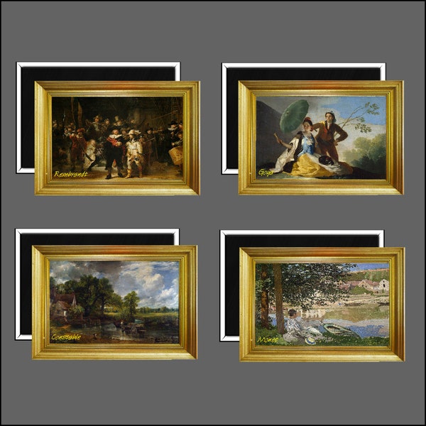 Fridge magnets, Set of 4, Famous paintings, Famous artists, Landscape