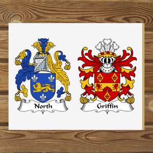 Coats of arms, Dual coat of arms, Family crests, White glossy ceramic tile