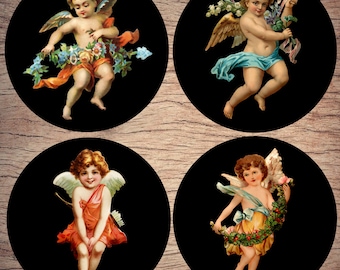 Ceramic coasters, Set of 4, Cherubs, Fantasy, Ceramic gift, Wedding gift, Birthday gift