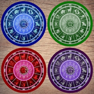 Ceramic coasters, Set of 4, Astrology, Zodiac, Ceramic gift, Wedding gift, Birthday gift