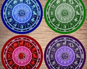 Ceramic coasters, Set of 4, Astrology, Zodiac, Ceramic gift, Wedding gift, Birthday gift