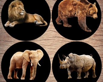 Ceramic coasters, Set of 4, Wild animals, Ceramic gift, Wedding gift, Birthday gift