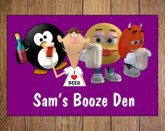 Bar sign, Indoor sign, Metal wall sign, Aluminium plate, Hanging plate, Adhesive sign