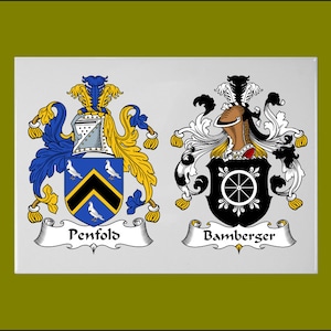 Dual coats of arms, Family crests, Ceramic magnet, Fridge magnet,  Ceramic gift
