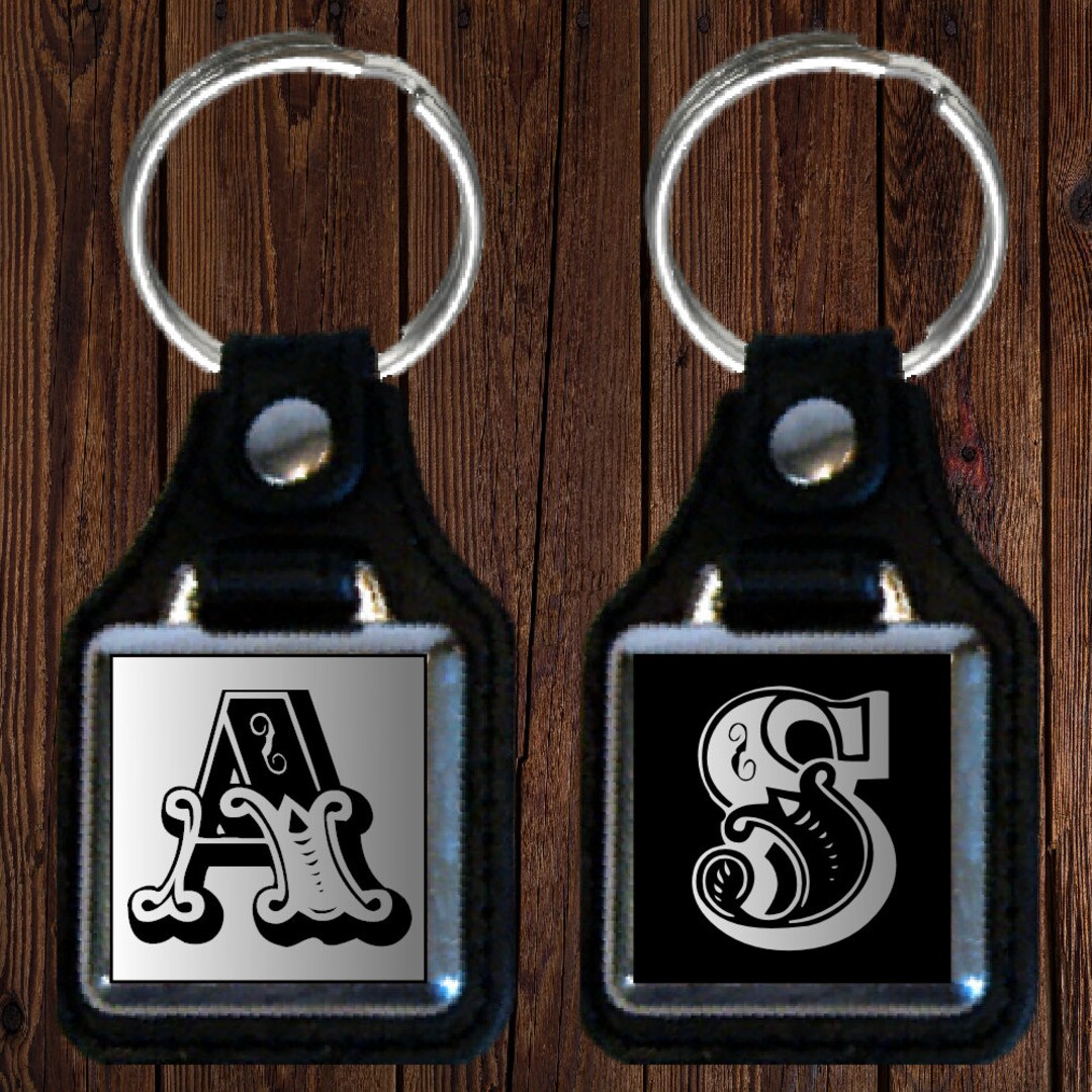 Keyring, Monogram Keyring, Leather and Metal, Circus Style - Etsy