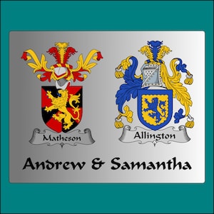 Coats of arms, Double coat of arms, Family crests, Heraldry, Metal print