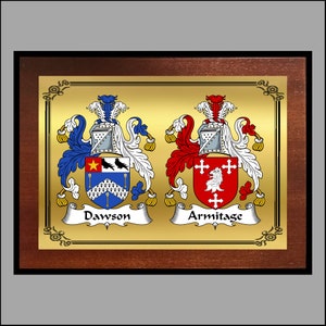 Dual coat of arms, Plaque, Family crests,, Crest plaque, Arms plaque