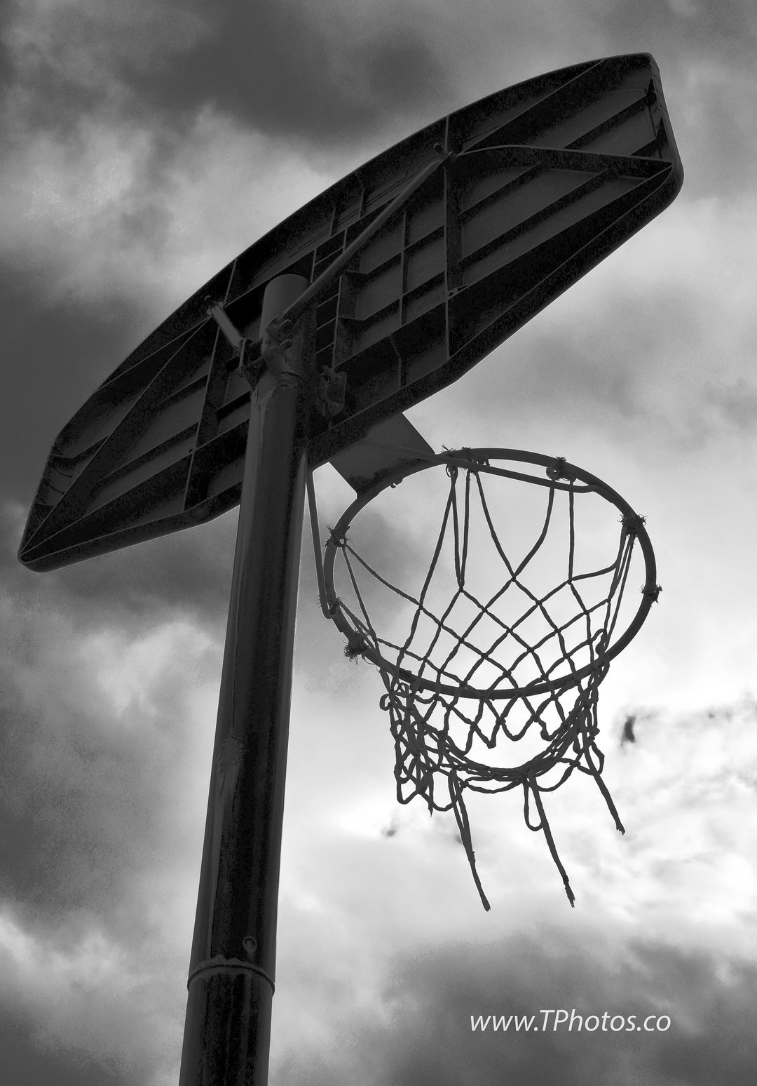 Basketball Hoop Black and White Photography Matted Print Etsy