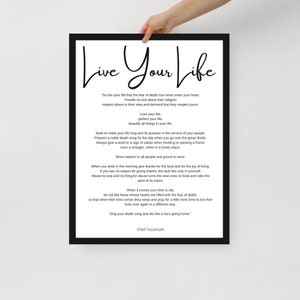 Live your Life Chief Tecumseh Framed poster Print Inspirational Poem Black white framed wall art | Motivational Art Print | Buddhist Prayer