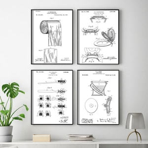 Bathroom Framed Patent Prints (Multiple Sizes) Vintage Fashion Wall Decor Restroom Gift Antique Rustic Wall Decor
