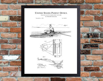 Antique Rowing Patent Framed Poster - Multiple Sizes Gift Antique Wall Decor