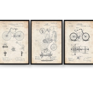 Framed Bicycle Patent Vintage Ad Wall Art Print. Antique Travel Poster. Scientific Print. Gift Antique Wall Decor