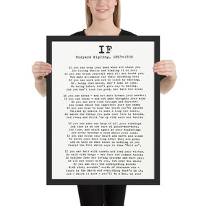 If Poem by Rudyard Kipling Framed Poster for Work, Office, or Dorm