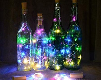 DIY Wine Bottle Cork Lights LED (Multicolor) DIY Glass Jar Nightlight Fairy String Kit Christmas Backyard Wedding