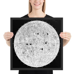 Gerahmte Karte von Apollo Mission Landing Spots Notierte NASA STEM Geschenk