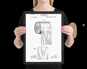 Toilet Paper Roll Patent Print  - Multiple Sizes and Parchment Types Gift Antique Wall Decor