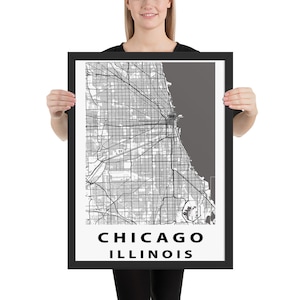 Cartel de papel fotográfico enmarcado de Chicago