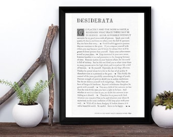 Framed Desiderata Poem Print (Multiple Sizes Available) Gift Antique Wall Decor Buddhist framed print