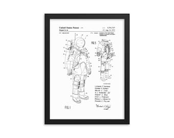 Framed Spacesuit Poster Print - Multiple Sizes Gift Antique Wall Decor STEM Inspiration NASA Scientist