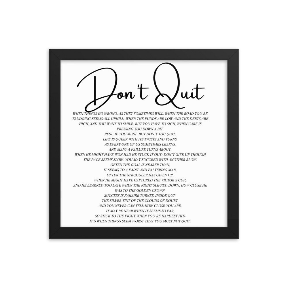 Don't Quit Inspirational Poster Print by John Greenleaf Whittier ...
