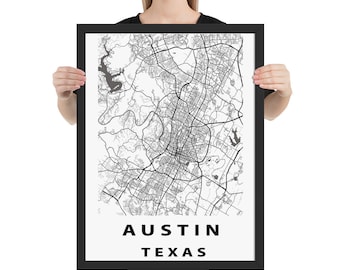Austin Texas MAP HQ Ingelijste poster