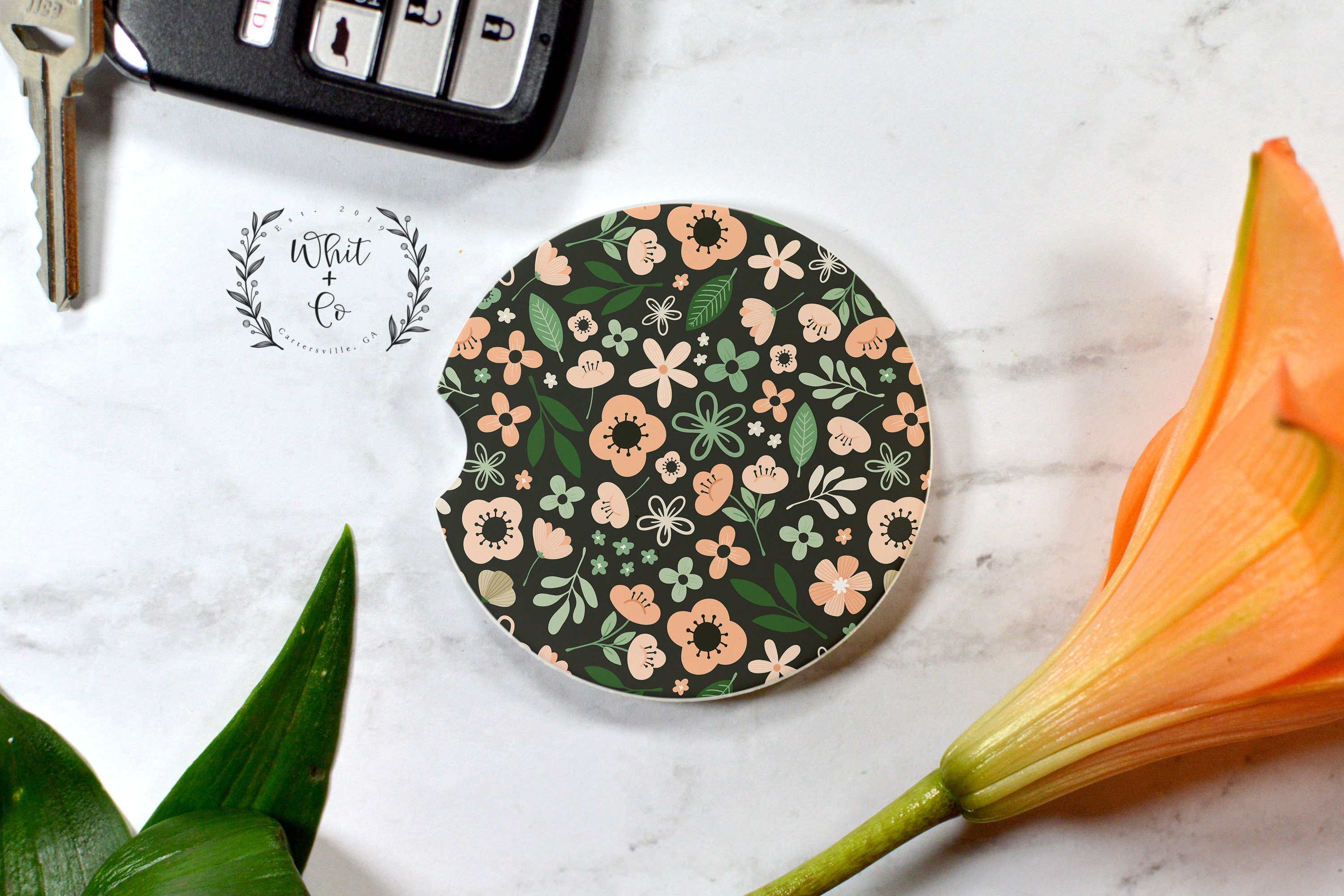 Sandstone Car Coaster Car Coaster Floral Car Coaster Floral Coaster