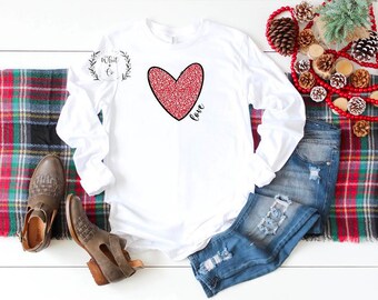 Leopard Heart Shirt | Love Shirt | Heart Shirt | Gift For Her | Valentine’s Day Shirt | Leopard Print | Love | Valentine’s Day Gift