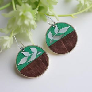 Floral Wood Cutout Earrings: Hand-Painted Boho Jewelry