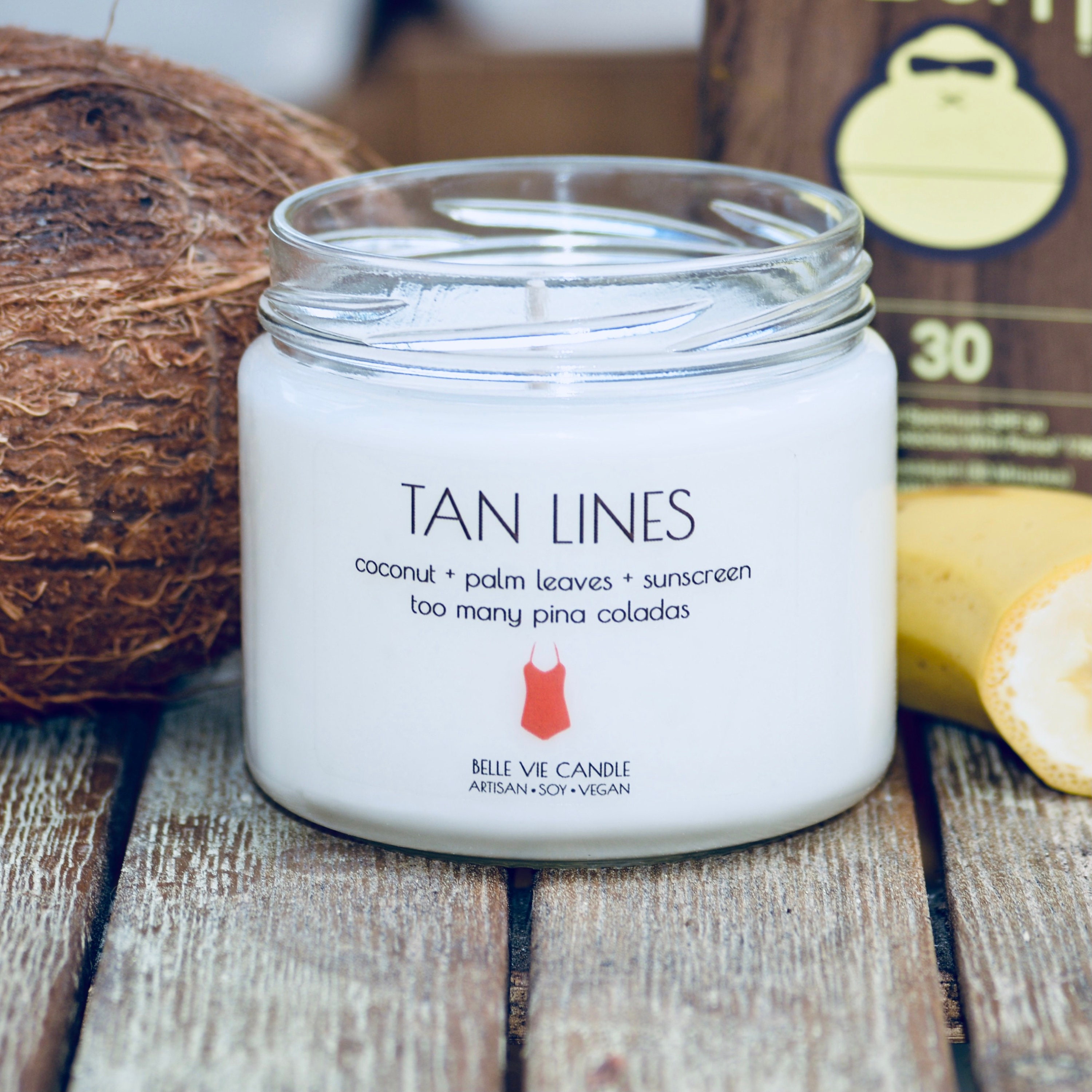 Tan Lines Candle Sunscreen Scented Handmade Beach Summer Etsy