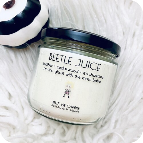 Beetle Juice Halloween Candles Halloween Candle Fall Candles Halloween Decor Fall Scented Halloween Candle Soy Candles Beetlejuice Decor