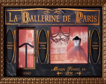 Miniature Showcase Framed Parisian Ballerina Theme