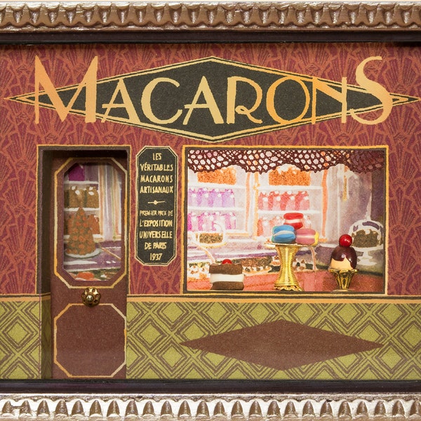 Vitrine Miniature Encadrée thème Macarons