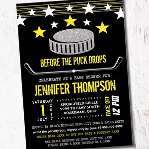 Invitation à la baby shower garçon fille baby hockey puck