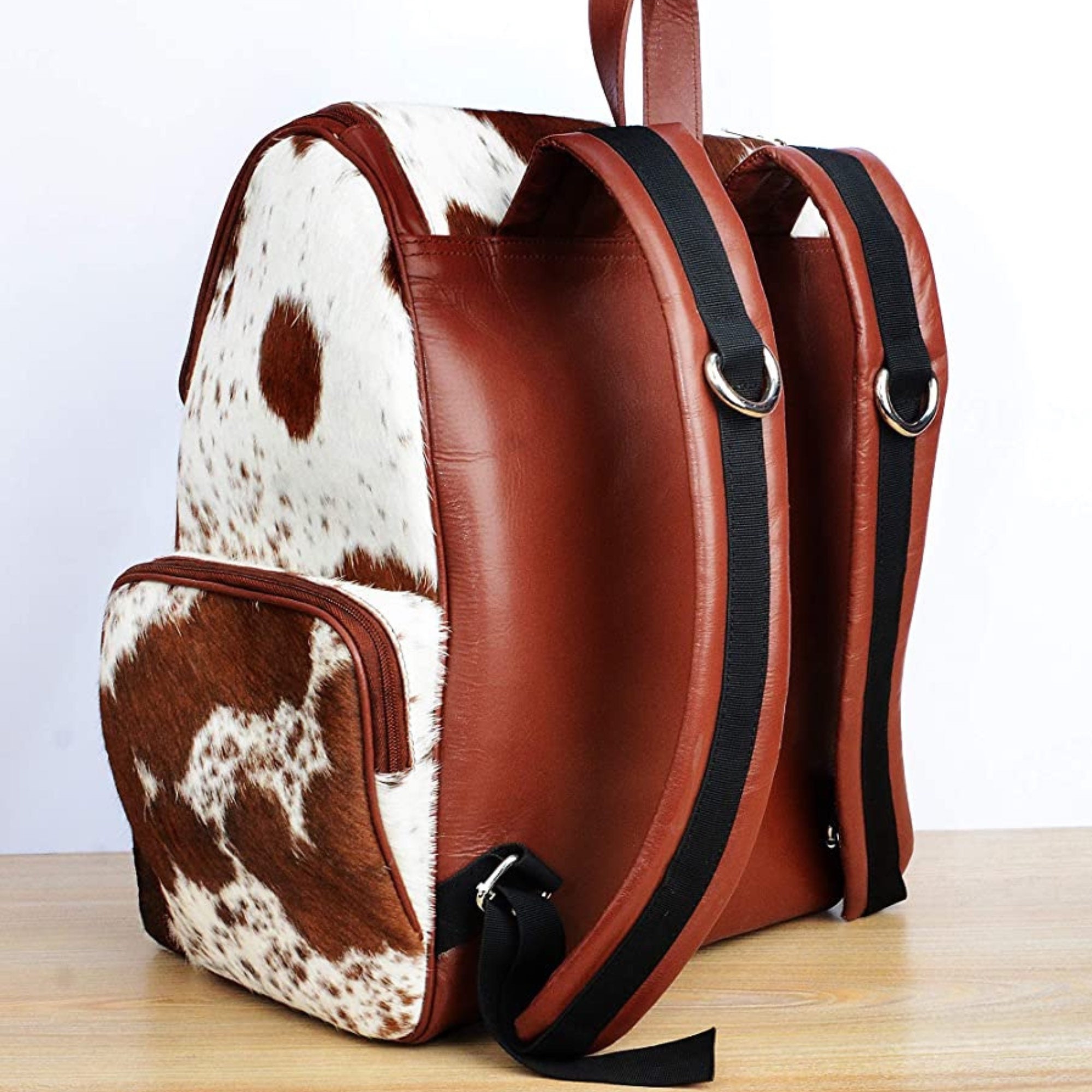 Cowhide Diaper Backpack Bag Cowhide Backpack Bag Brown White Etsy