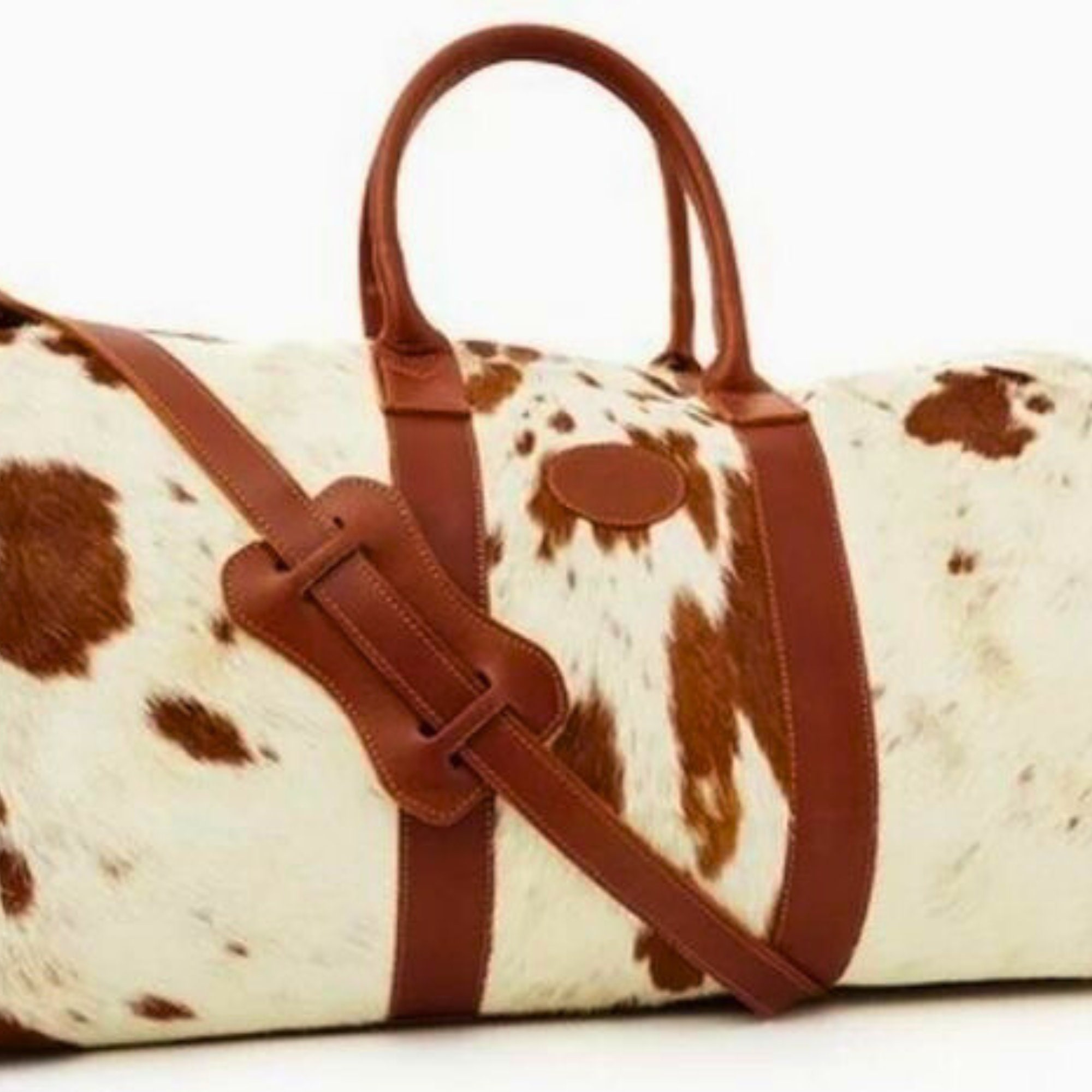 Real Cowhide Weekender Bag Cowhide Leather Duffle Bag Western Weekender