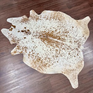 Brown Cowhide Rug | Hair on Cowhide | Natural Cowhide Leather Rug | Rustic Farmhouse Decor | Western Style Area Rug | Real Leather Floor Rug