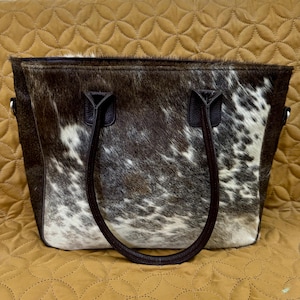 Cowhide Tote Bag Purse Hair on Cowhide Tote Should Bag For Ladies Brown White Leather Tote Bag Cowhide Purse Western Bag Ideal Gift for Her