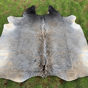 New Gray Cowhide Rug, Gray & White Hides, Cowhide Leather Rug, Hair on Cowhide Rugs, Tricolour Cowhide Rug,Custom Made Rugs, Upholstery Gift