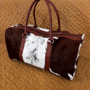 Cowhide Duffle Bag Genuine Cowhide Bag Weekender Overnight Duffel Bag Handmade Cowhide Gym Bag Rustic Luggage Bag Travel Bag Daily Use Bag