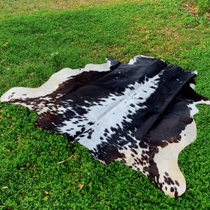 Tricolor Cowhide Rug Hair on Hide Area Rug Natural Multi-Color Cowhide Carpet for Living Room Bedroom Office - Rustic Boho Decor Western Rug