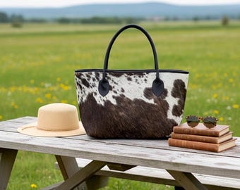 Real Cowhide Tote Bag Purse Genuine Leather Hair On Cowhide Tote Bag Handbag Western Style Bag Leather Cowhide Tote Bag Cowhide Shoulder Bag