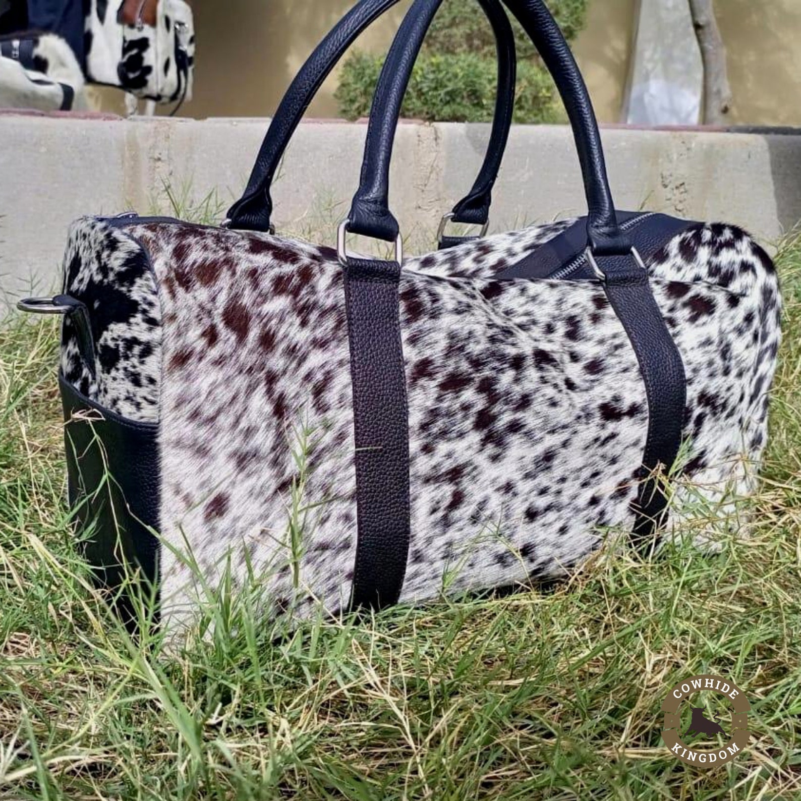 Cowhide Duffle Bag, Large Cowhide Duffel Bag, Cow Hair Duffle, Cowhide