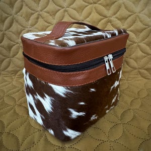 SAME AS PICTURE! Cowhide Makeup Hair on Bag Cowhide Leather Cosmetic Bag Handmade Cowhide Bag for Bride Western Bag Boho Bag Travel Bag Gift