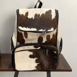 Sac à dos en cuir de vachette naturel, sac à dos en poils de vache véritable, sac à dos en peau de vache en peau de vache, sac de voyage, sac à langer, sac d'école, cadeau pour fils