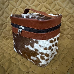 SAME AS PICTURE! Cowhide Makeup Bag Real Cowhide Cosmetic Bag Cowhide Makeup Bag for Bride Cowhide Toiletry Bag Western Bag Gift for Mom,Her