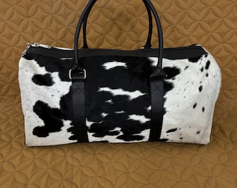 Amazing Cowhide Duffle Bag Men Handmade Real  Cowhide Bag Hair on Cowhide Western Travel Bag Gym Bag Office Bag Overnight Bag Gift For Him