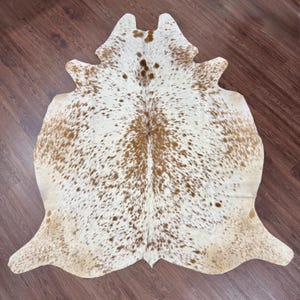 Brown Cowhide Rug | Hair on Cowhide | Natural Cowhide Leather Rug | Rustic Farmhouse Decor | Western Style Area Rug | Real Leather Floor Rug