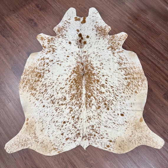 Brown Cowhide Rug | Hair on Cowhide | Natural Cowhide Leather Rug | Rustic Farmhouse Decor | Western Style Area Rug | Real Leather Floor Rug