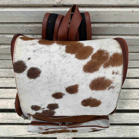Cowhide Backpack Bag - Hair on Hide Leather Backpack  display picture 1