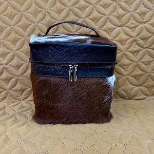 Real Cowhide Makeup Bag for Girls Hair on Cowhide Makeup Bag Cowhide Travel Bag | Bridesmaid Makeup Bag | Gift for Bride |  Cowhide Bag Gift